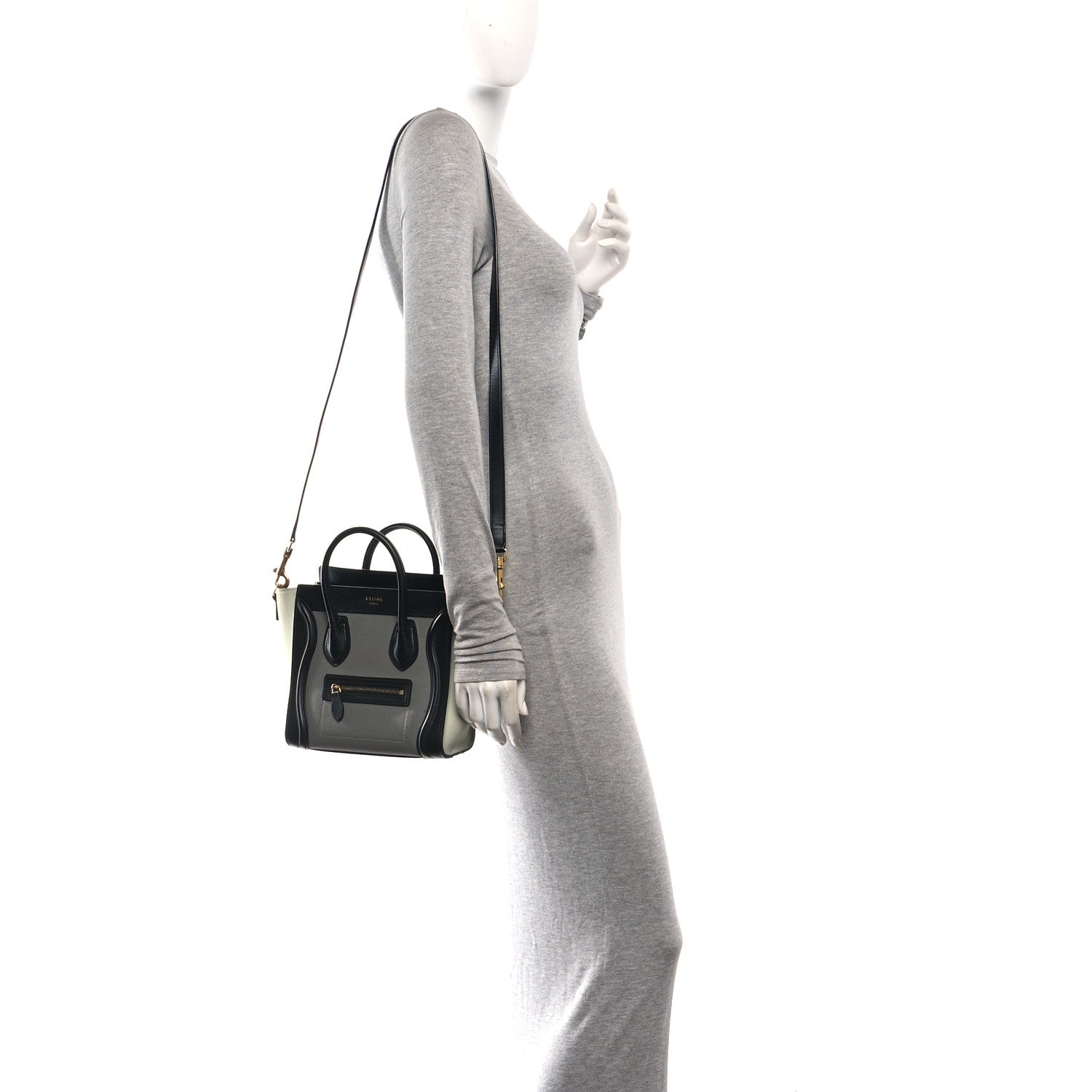 Celine Baby Grained Calfskin Nano Tri-Color Luggage Zinc Almond 2 of 12