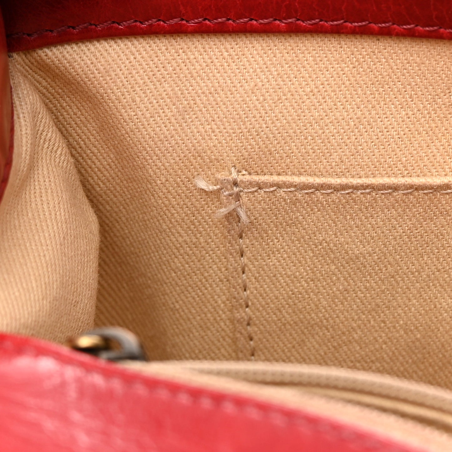 Aged Glazed Calfskin Quilted Large Boy Flap Red