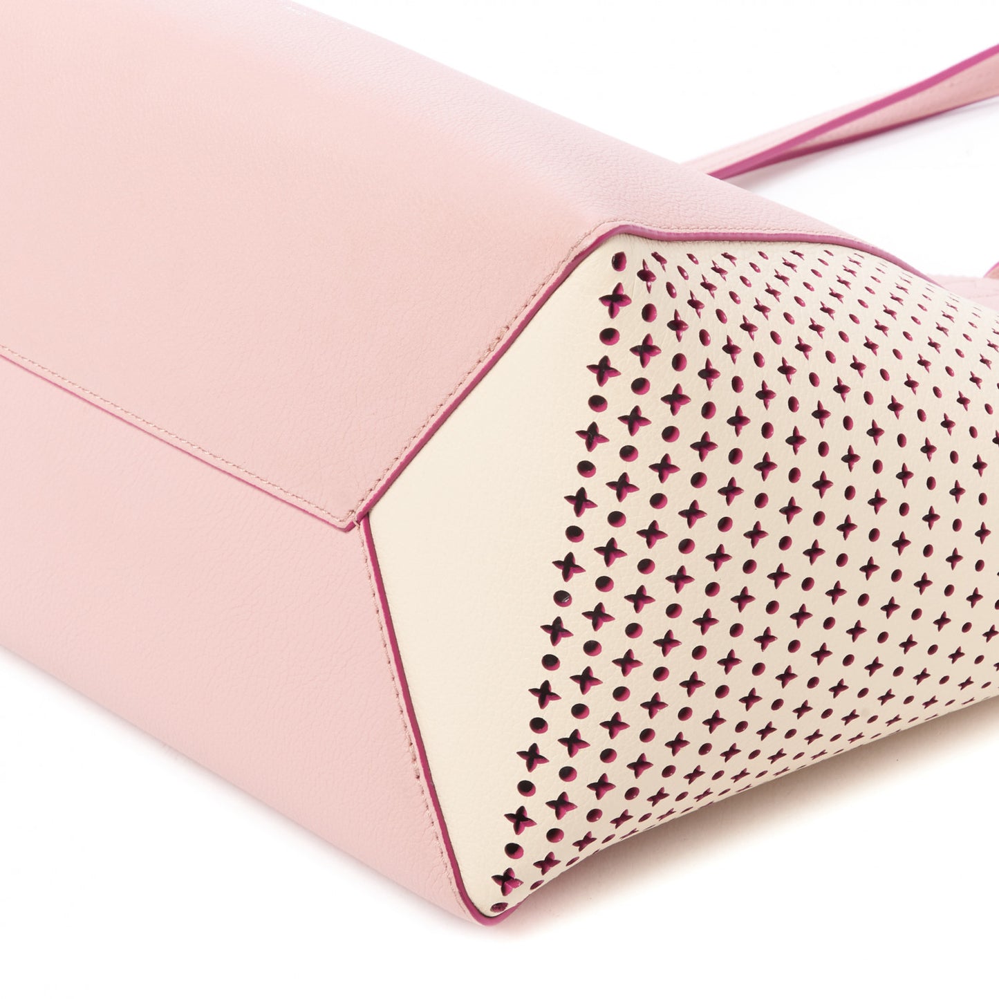 Calfskin Perforated Lockme Cabas Rose Poudre Creme