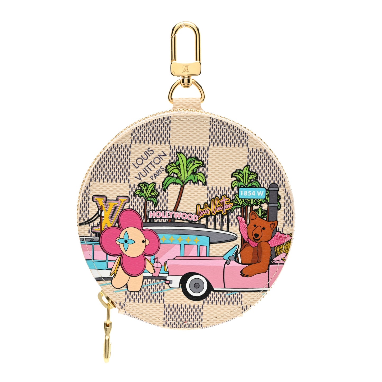 Damier Azur 2021 Christmas Animation Hollywood Bag Charm Fuchsia