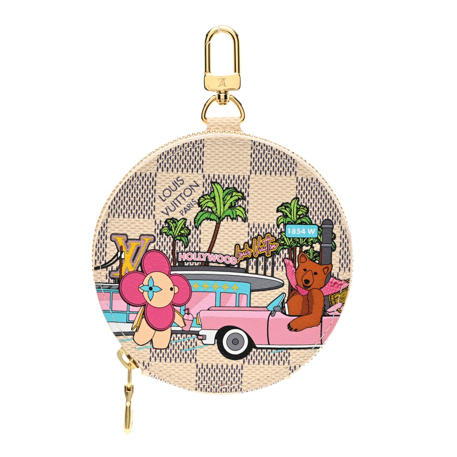 Louis Vuitton Damier Azur 2021 Christmas Animation Hollywood Bag Charm Fuchsia 1 of 5