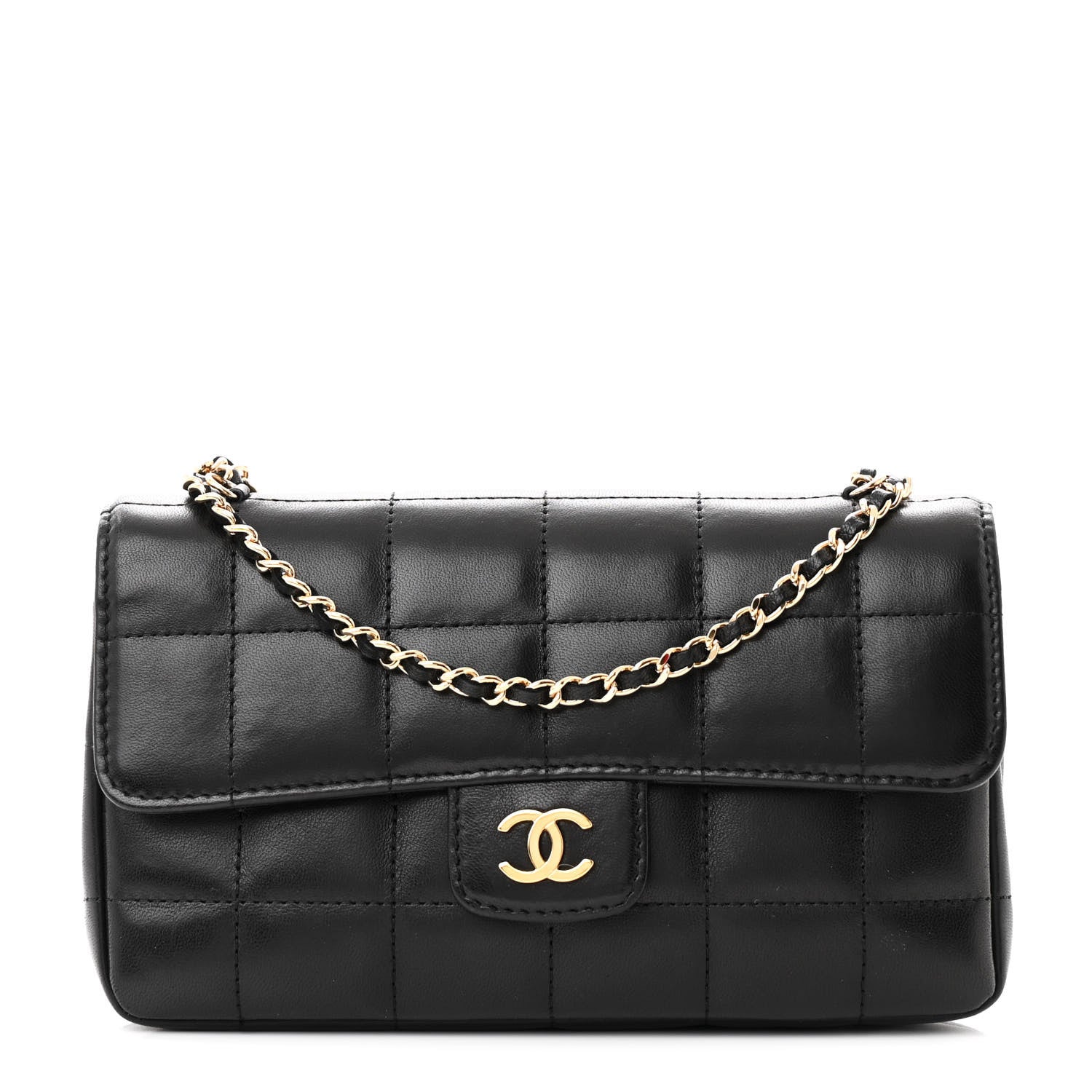 Chanel Lambskin Quilted Mini Chocolate Bar Camellia Flap Black 1 of 10