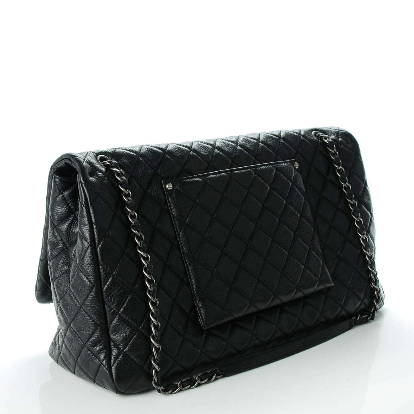 Calfskin XXL Travel Flap Bag Black