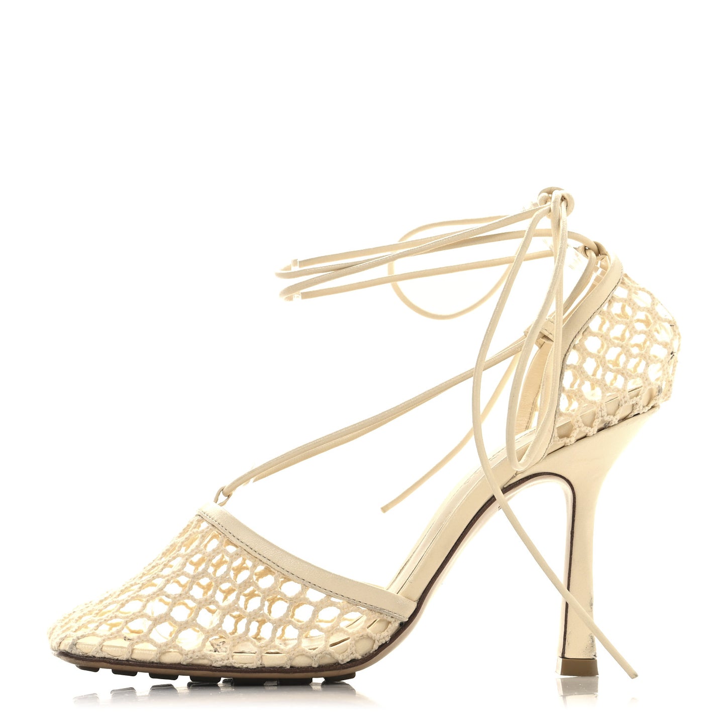 Mesh Nappa Stretch Ankle Tie Sandals 36 Toile