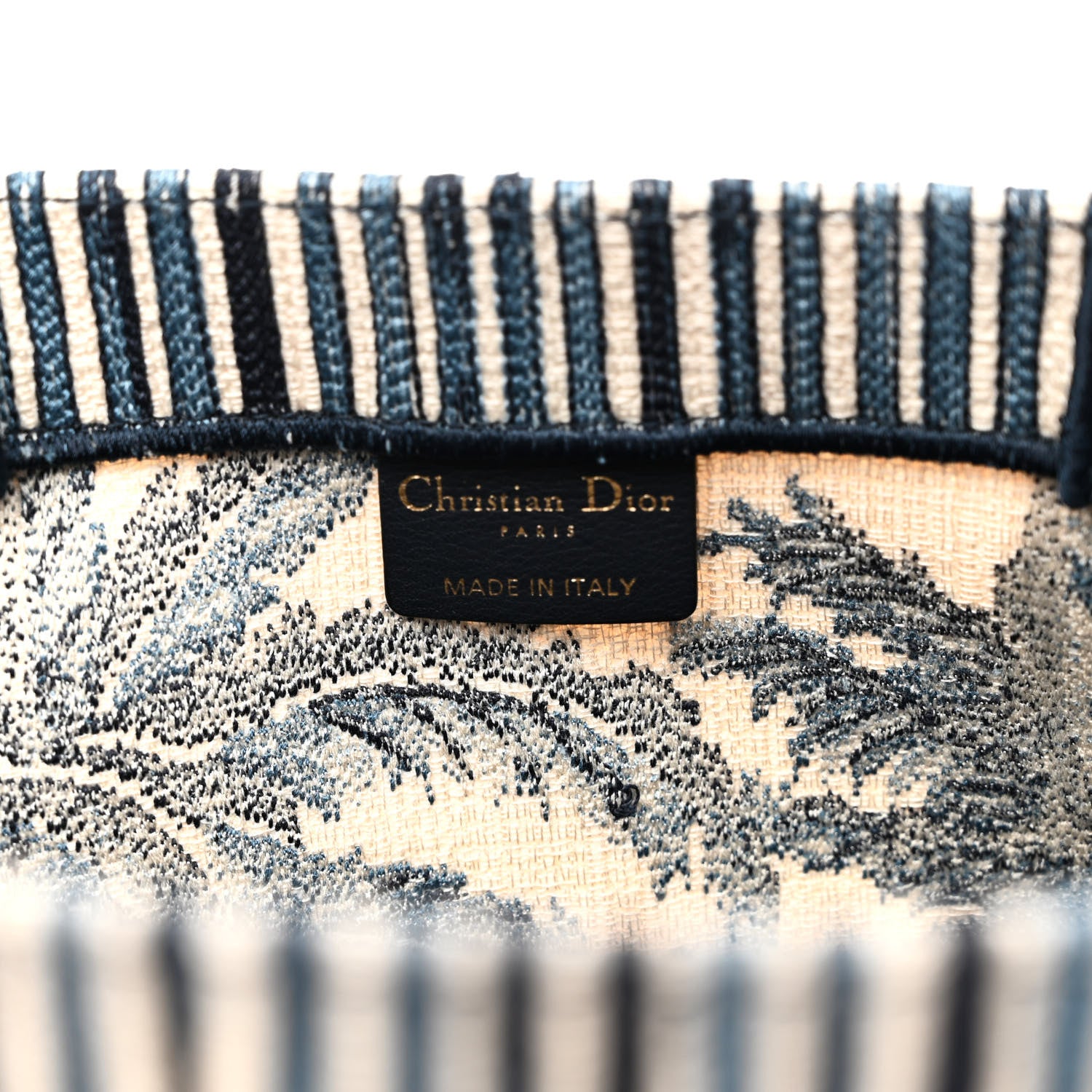 Christian Dior Canvas Embroidered Large Palm Tree Toile De Jouy Book Tote Blue Multicolor 6 of 12