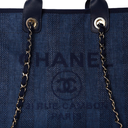 Chanel Mixed Fibers Striped Medium Deauville Tote Navy Blue 11 of 11