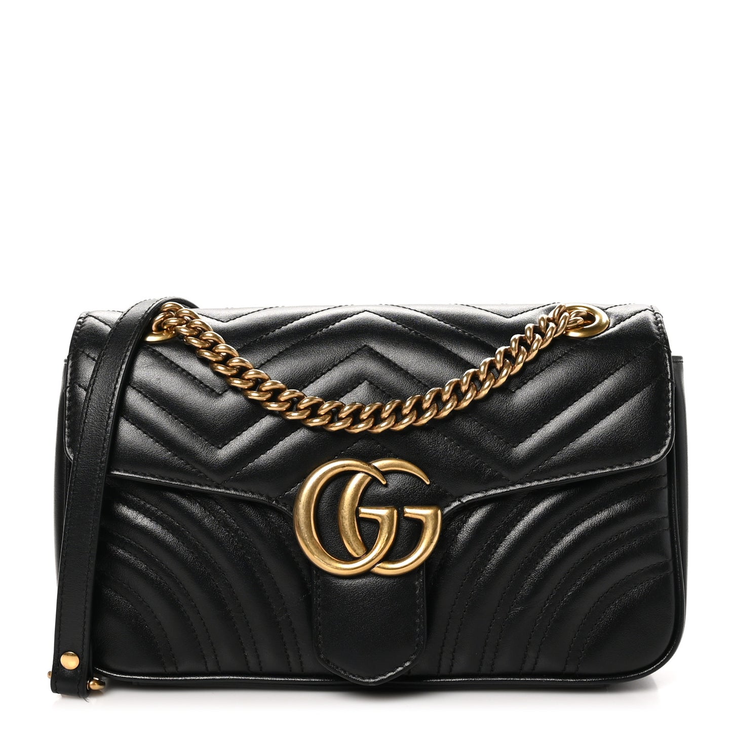 Calfskin Matelasse Small GG Marmont Shoulder Bag Black