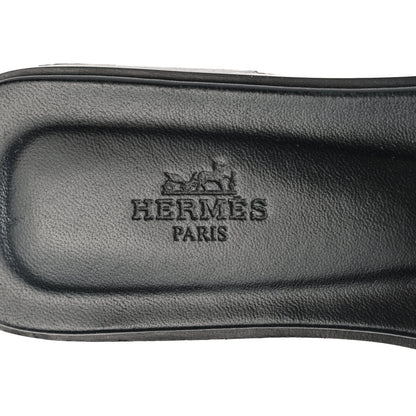 Hermes Box Calfskin Clous Pyramide Oran Sandals 37 Black 7 of 14