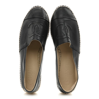 Chanel Lambskin CC Espadrilles 38 Black 2 of 10