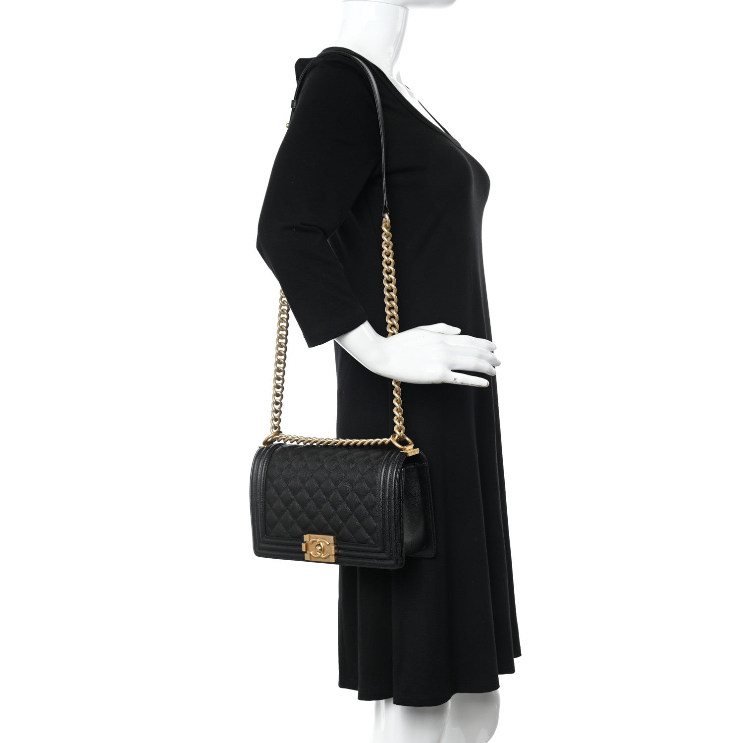 Chanel Caviar Quilted Medium Boy Flap Black 2 of 11