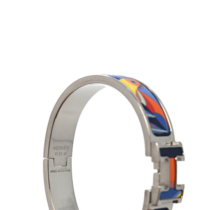 Hermes Enamel Narrow Toucans De Paradis Print H Lift Clic Clac H Bracelet PM Indigo Multicolor 4 of 4