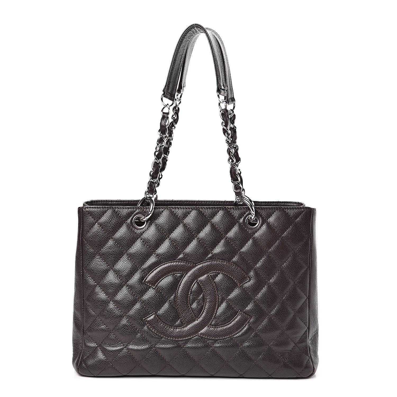 Chanel Caviar Quilted Grand Shopping Tote GST Dark Brown 1 of 19