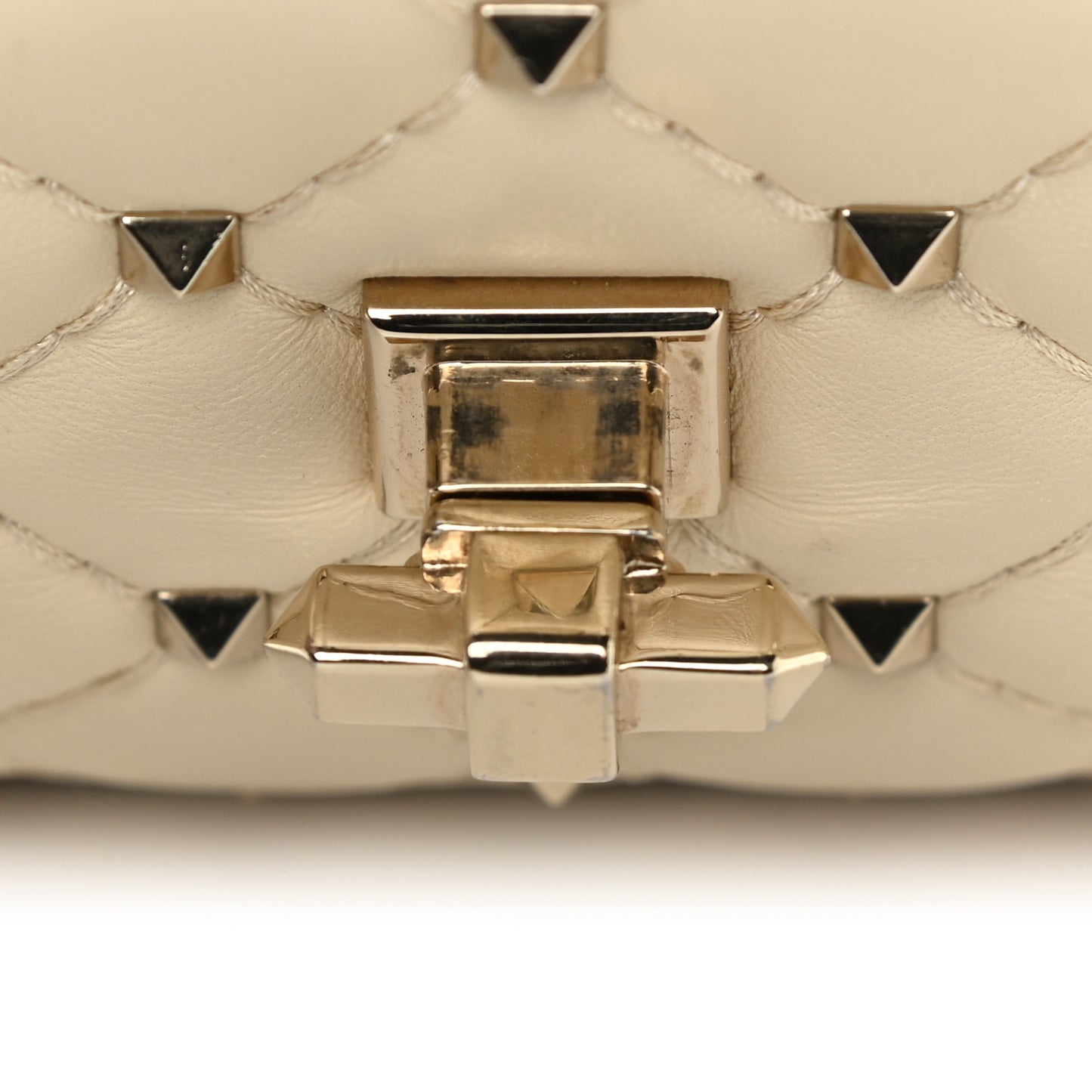 Nappa Small Rockstud Spike Shoulder Bag Light Ivory