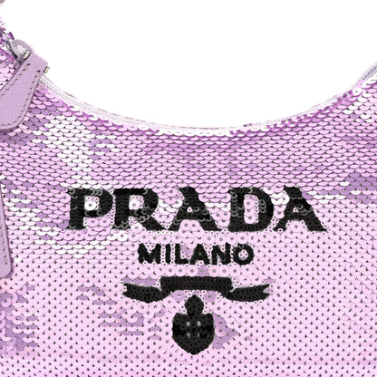 Prada Paillettes Sequin Mini Re-Edition 2000 Bag Lilium Black 7 of 9