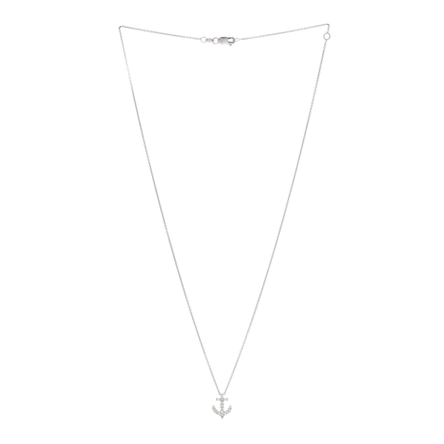 18K White Gold Diamond Tiny Treasures Anchor Pendant Necklace