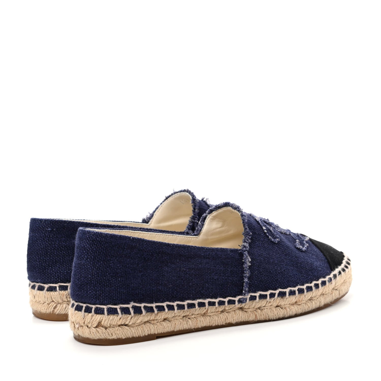 Chanel Denim Toile CC Espadrilles 39 Navy Black 4 of 10