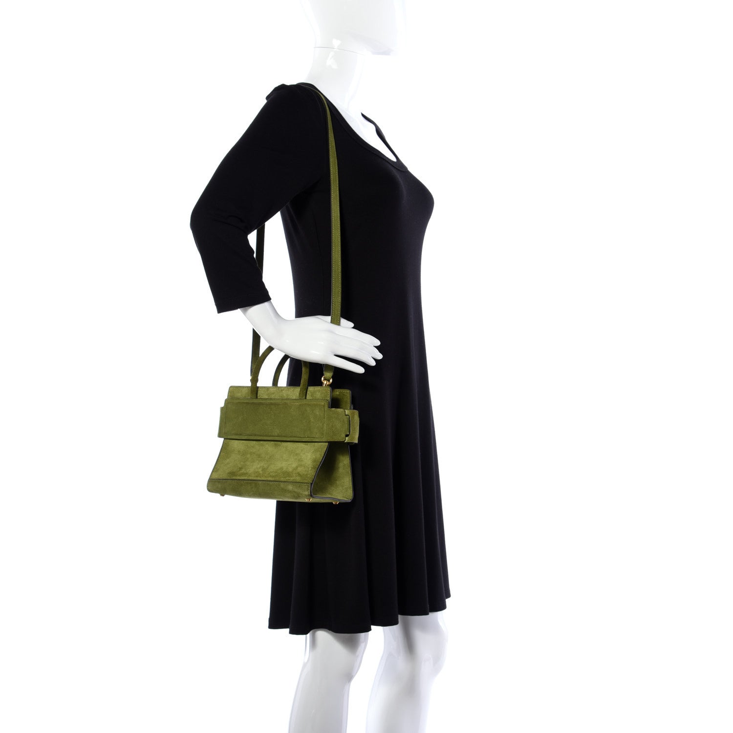 Givenchy Suede Calfskin Mini Horizon Satchel Olive 2 of 9