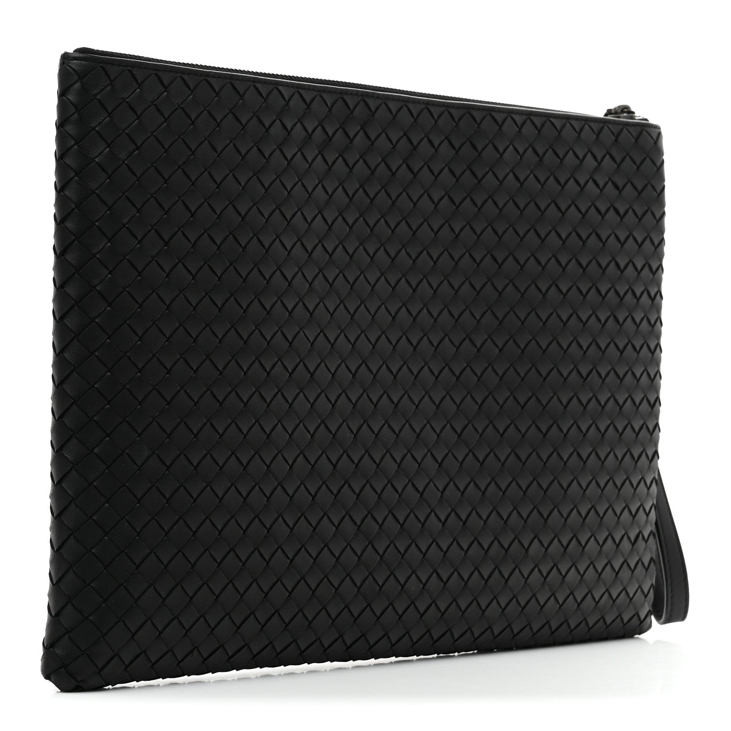 Bottega Veneta Nappa Intrecciato Large Flat Wristlet Zip Pouch Black 3 of 7
