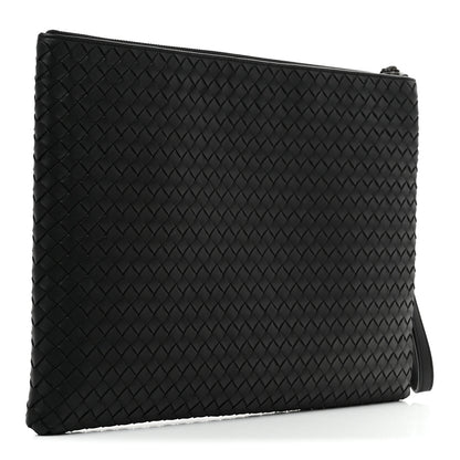 Bottega Veneta Nappa Intrecciato Large Flat Wristlet Zip Pouch Black 3 of 7