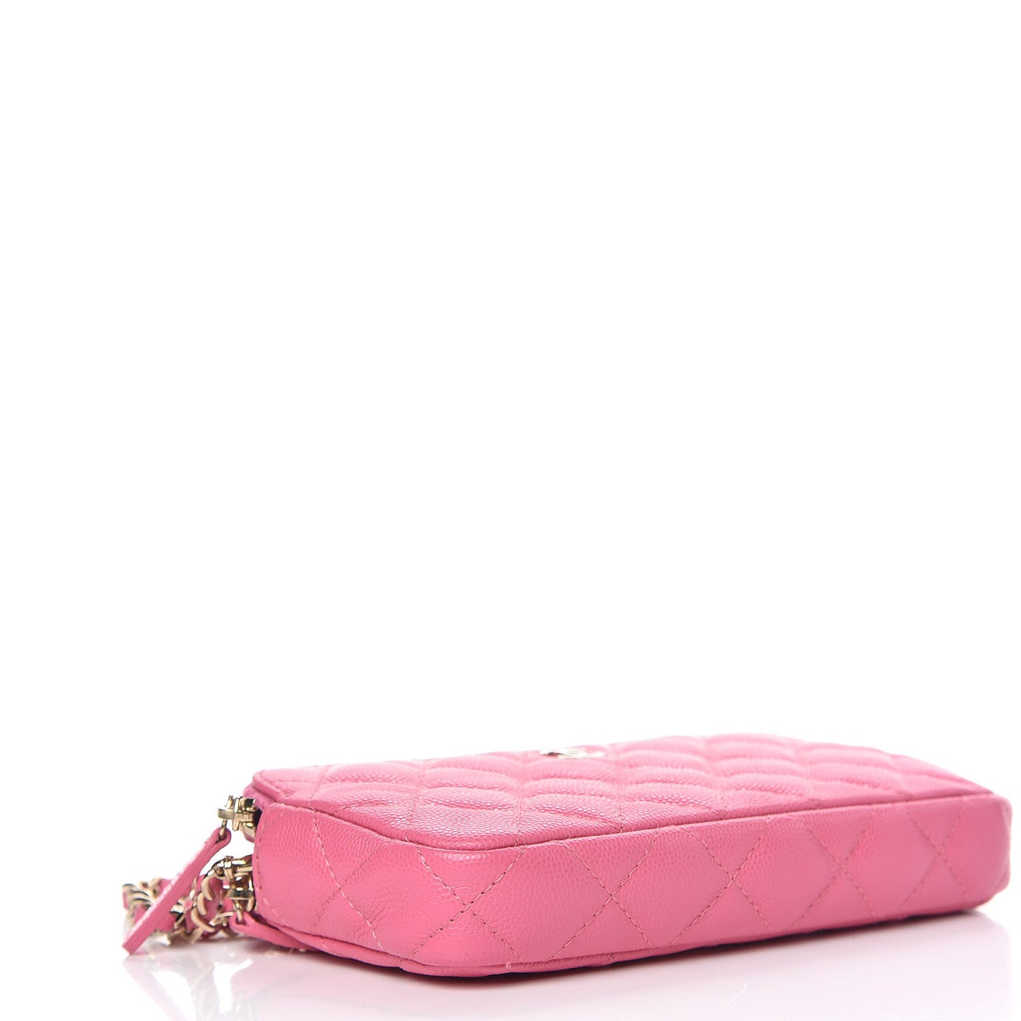 Caviar Quilted Small Clutch With Chain Pink