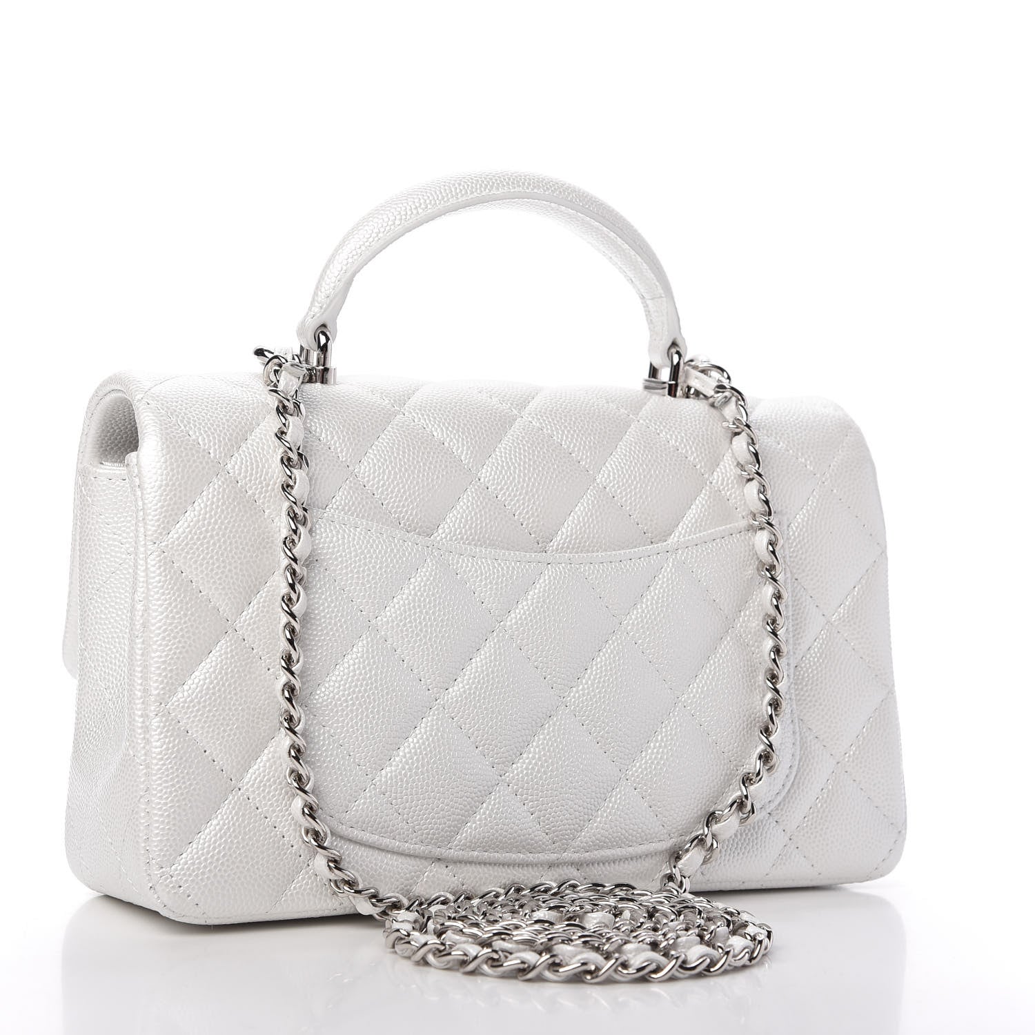 Chanel Iridescent Caviar Quilted Mini Top Handle Rectangular Flap White 3 of 11