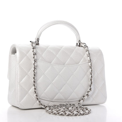 Chanel Iridescent Caviar Quilted Mini Top Handle Rectangular Flap White 3 of 11