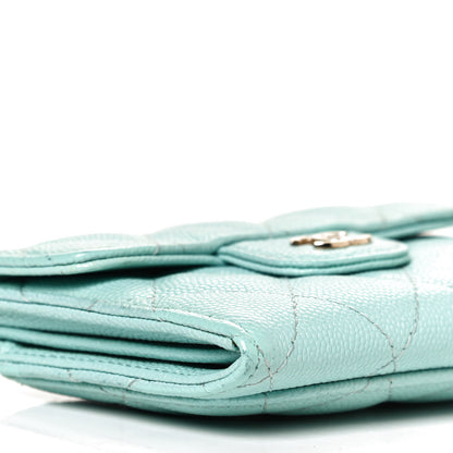 Chanel Caviar Quilted Flap Card Holder Wallet Light Blue 7 of 8