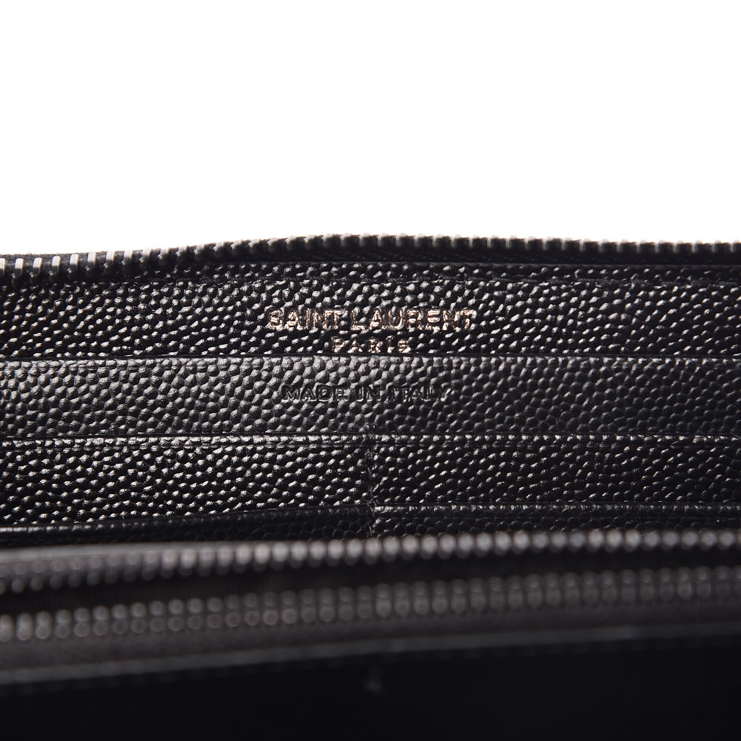 Saint Laurent Grain De Poudre Matelasse Chevron Monogram Zip Around Wallet Black Dove White 6 of 10
