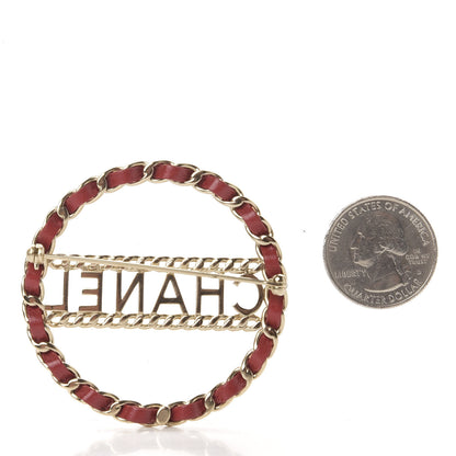 Chanel Lambskin Chain Logo Brooch Red Gold 4 of 8