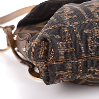 Fendi Zucca Laminated Vachetta Small Chef Shoulder Bag Tobacco Bronzo 7 of 18
