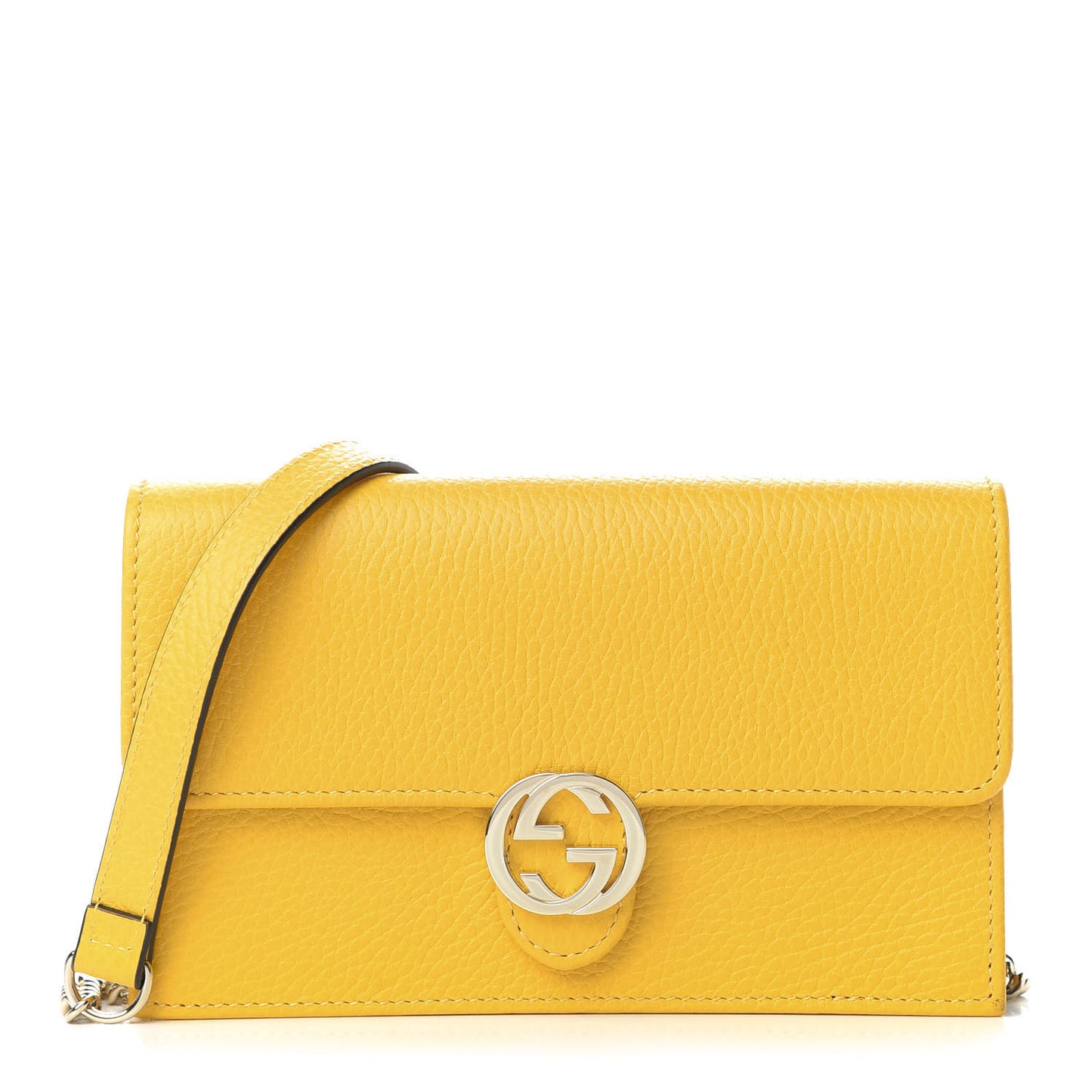 Dollar Calfskin Interlocking G Chain Wallet New Buttercup