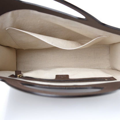 Gucci GG Supreme Monogram Textured Calfskin Web Medium Ophidia Slip Handle Tote Beige Ebony New Acero 4 of 10