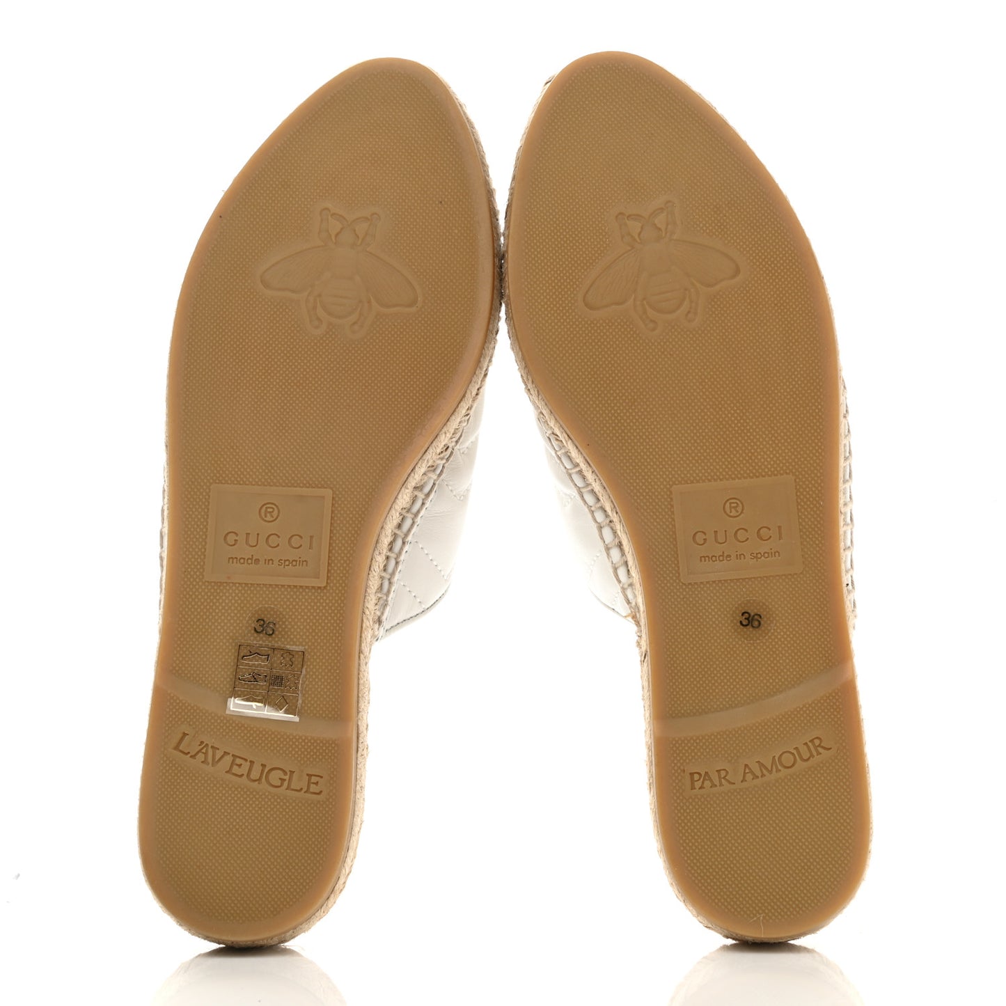 Nappa Matelasse GG Marmont Espadrille Slippers 36 Great White
