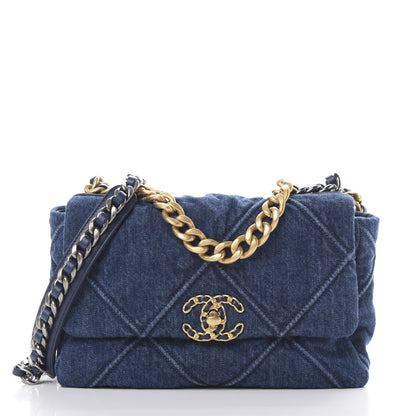 Chanel Denim Quilted Medium 19 Flap Blue 1 of 10