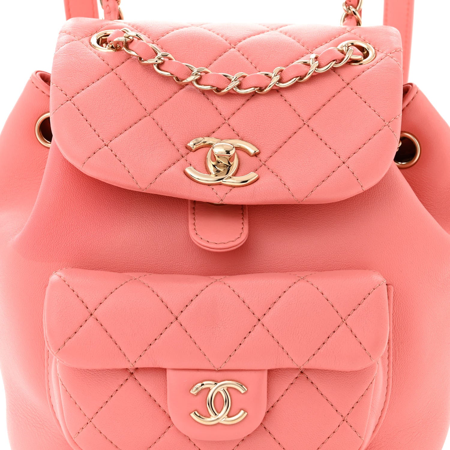 Chanel Lambskin Quilted Small Duma Drawstring Backpack Pink 8 of 10