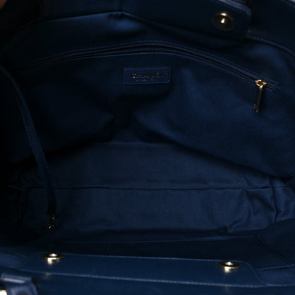 Chanel Calfskin Caviar Quilted Large Shopping Tote Blue 5 of 7