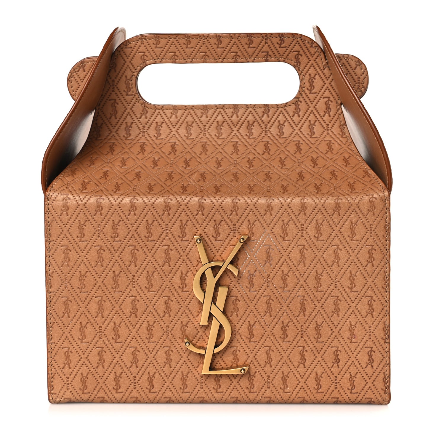 Calfskin Monogram Take Away Box Dusty Vintage Brown Gold
