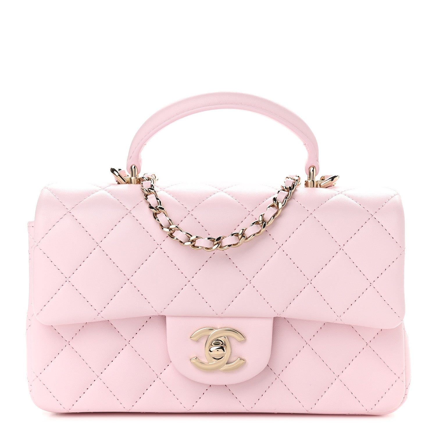 Chanel Lambskin Quilted Mini Top Handle Rectangular Flap Light Pink 1 of 9