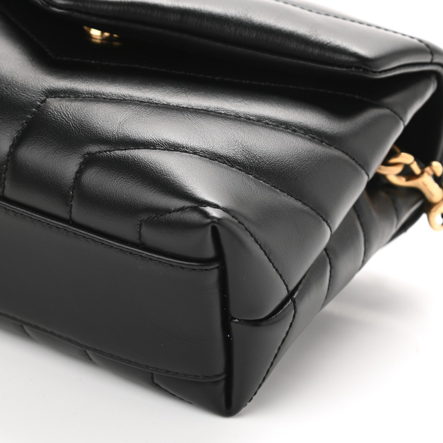 Calfskin Y Quilted Monogram Toy Loulou Crossbody Bag Black
