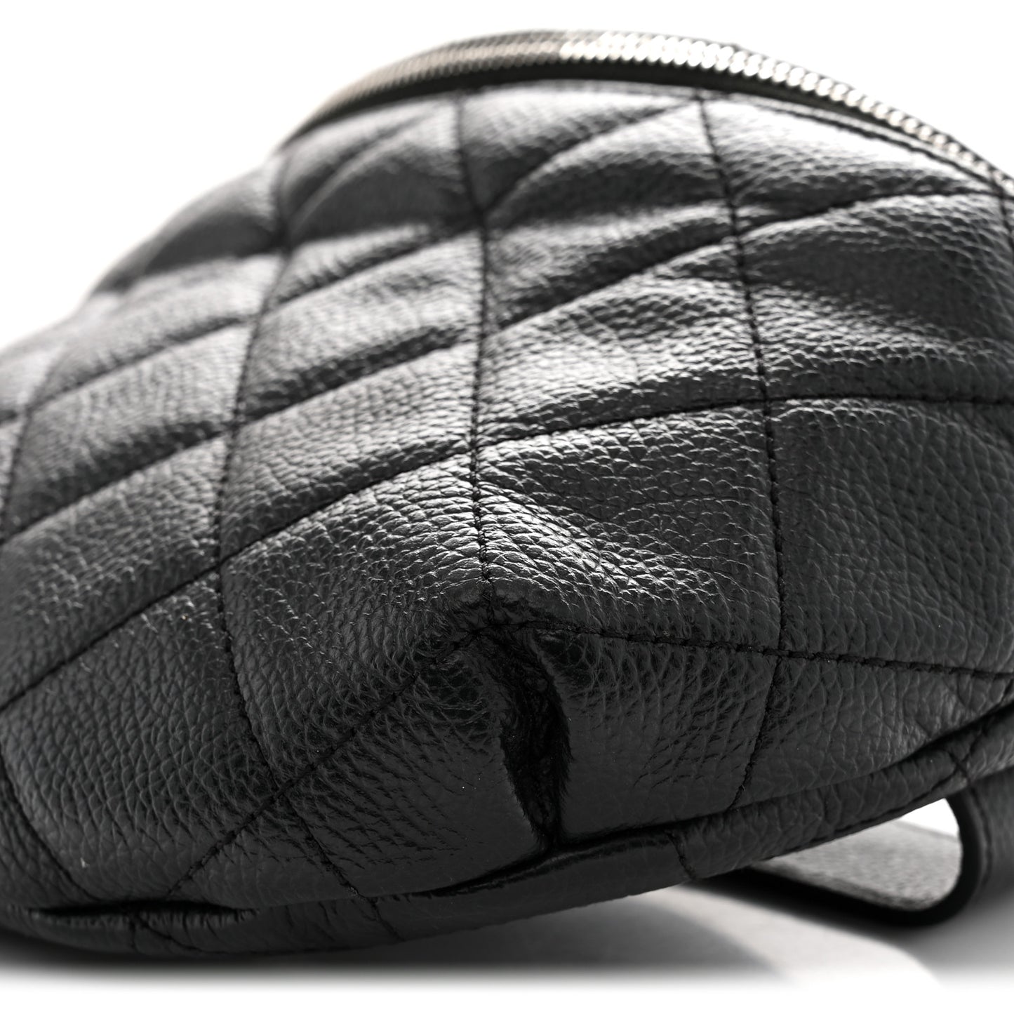 Grained Calfskin Quilted Waist Belt Bag Black
