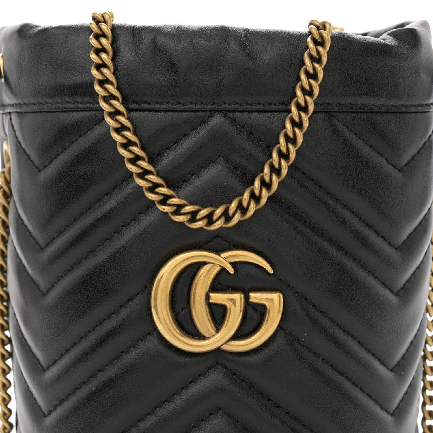Gucci Calfskin Matelasse Mini GG Marmont 2.0 Bucket Bag Black 8 of 13