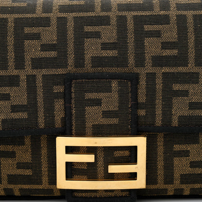 Fendi Fabric Jacquard FF 1974 Medium Baguette Tobacco Moro Black 8 of 11