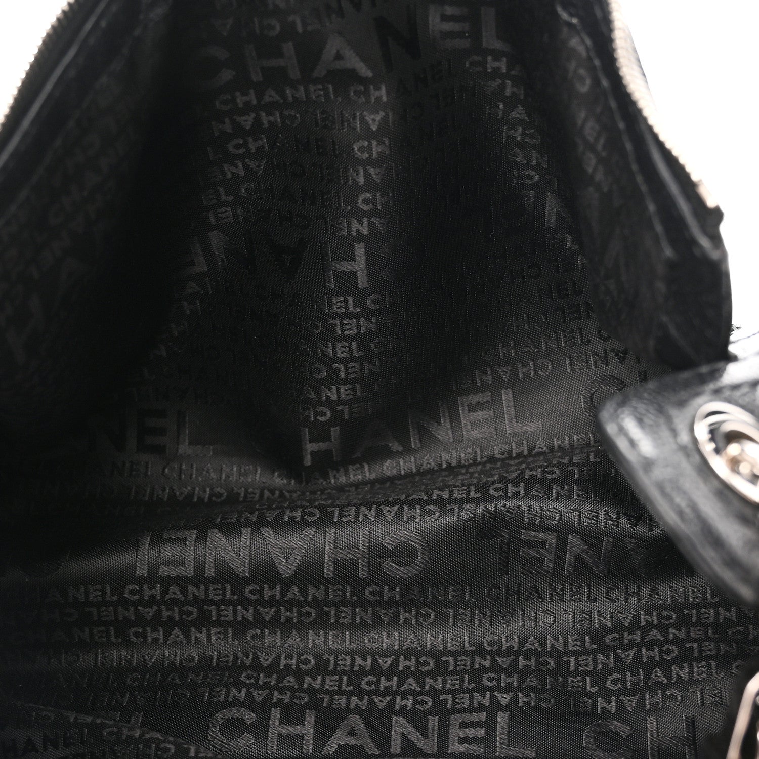 Chanel Calfskin Perforated Pulley Shoulder Bag Black 5 of 10
