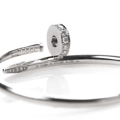 Cartier 18K White Gold Diamond Juste Un Clou Bracelet 15 5 of 6
