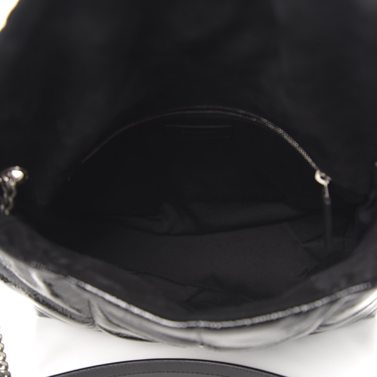 Saint Laurent Shiny Calfskin Quilted Medium Loulou Puffer Monogram Chain Satchel Black 5 of 10