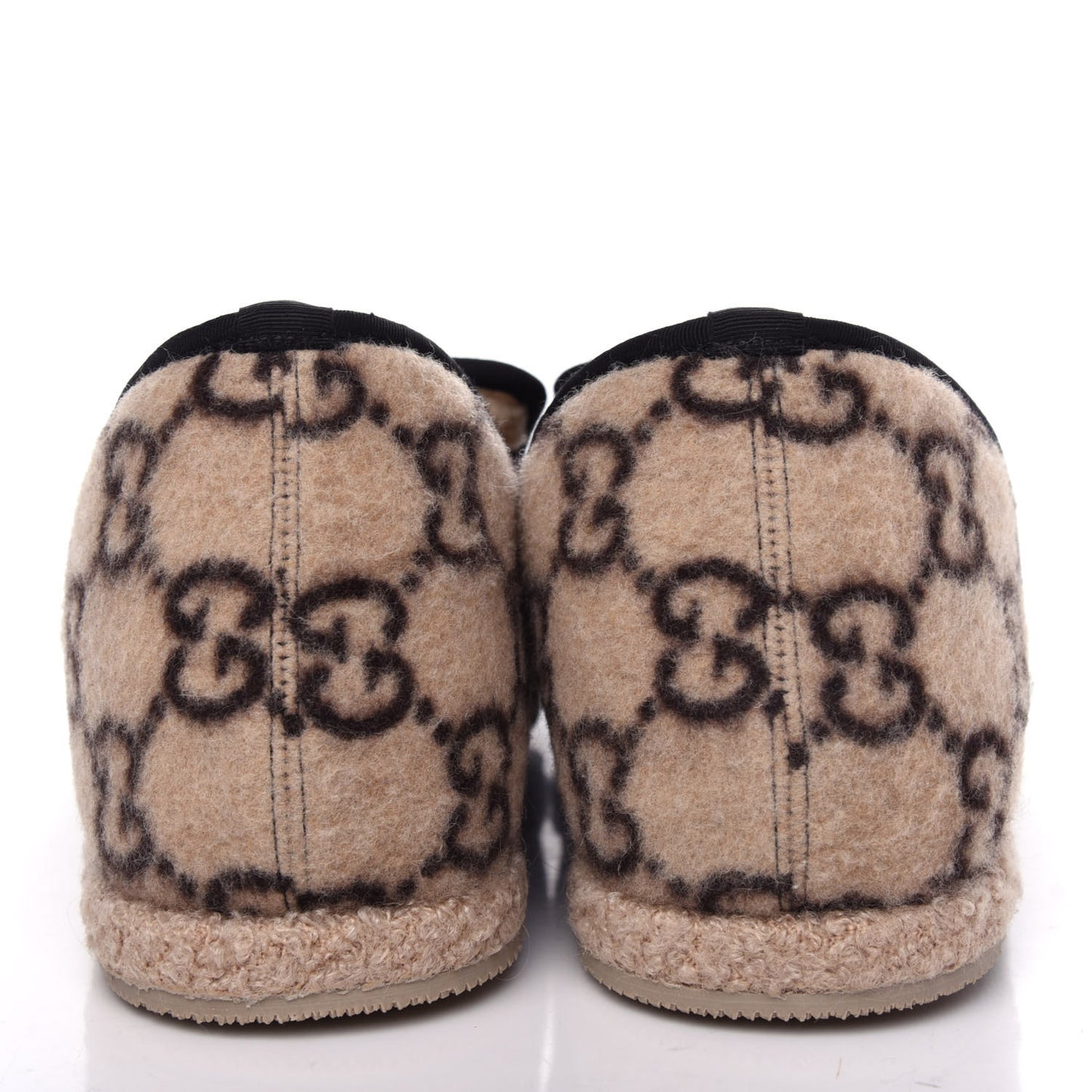 Covered Wool GG Monogram Mens Fria Horsebit Loafers 10.5 Beige Ebony Black Butterscotch