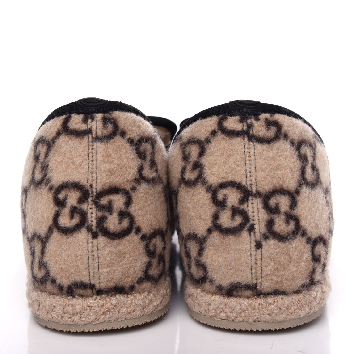 Gucci Covered Wool GG Monogram Mens Fria Horsebit Loafers 10.5 Beige Ebony Black Butterscotch 7 of 11