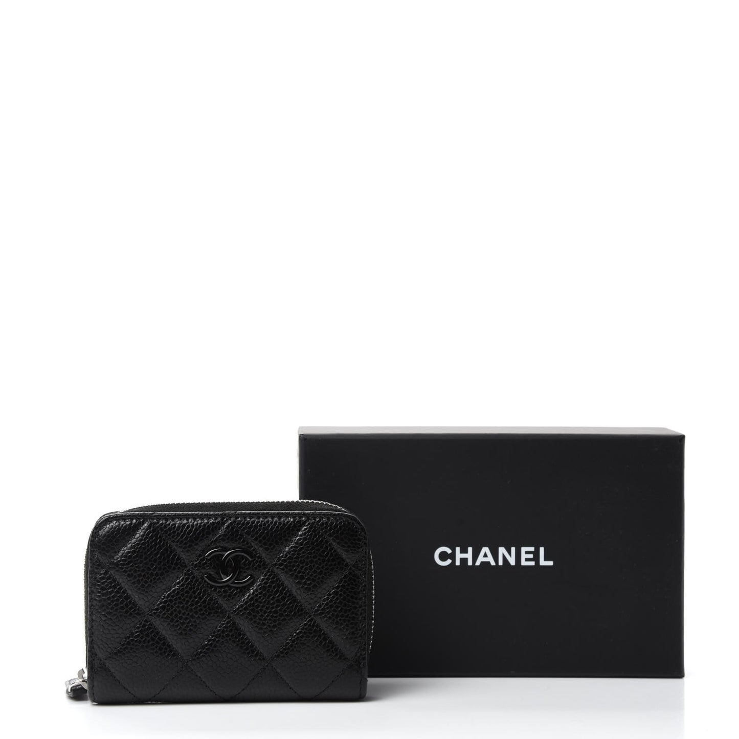 Caviar Quilted Incognito Zip Coin Purse Black