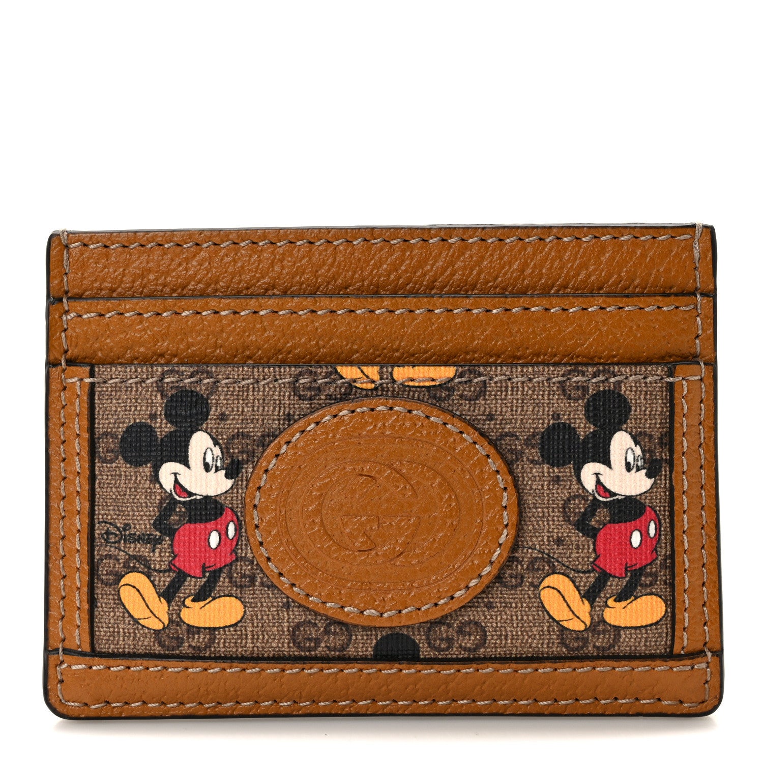 Gucci X DISNEY Mini Vintage GG Supreme Monogram Mickey Mouse Card Holder Beige Vintage Sun Oil 1 of 8