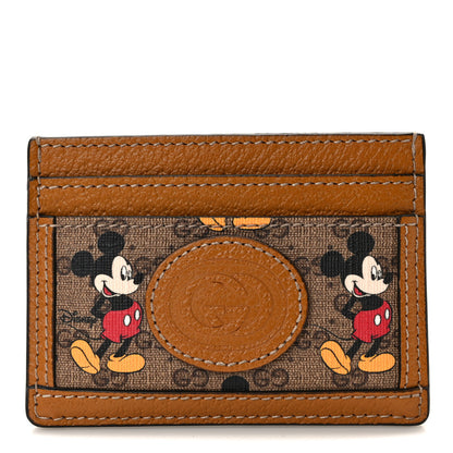 Gucci X DISNEY Mini Vintage GG Supreme Monogram Mickey Mouse Card Holder Beige Vintage Sun Oil 1 of 8